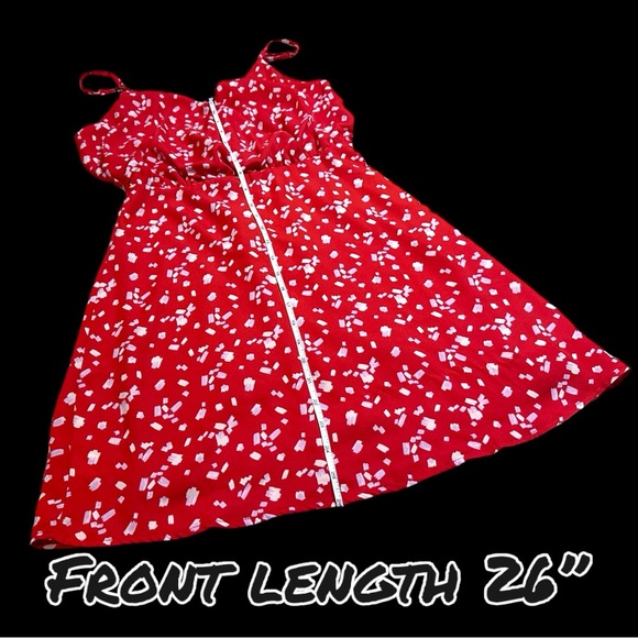 EUC Vernacular Red and White Abstract Dot Cross Front Mini Dress. Size Small💃 - Picture 5 of 13